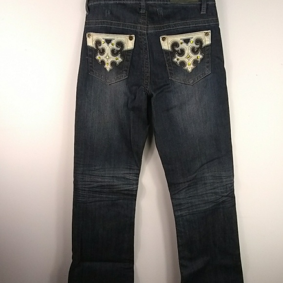 Firefly Dark Wash Boot Cut White Leather Jeans 4 - Picture 2 of 7